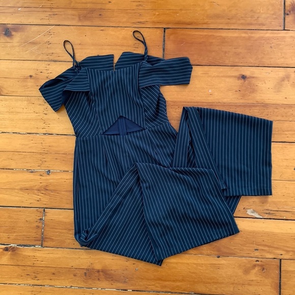 Forever 21 Pinstripe Cutout Jumpsuit​ - Picture 1 of 7